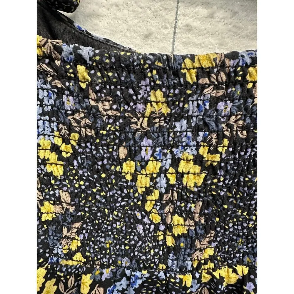 Jun & Ivy Dress Med Smocked Sun Dress Sundress Lined Tie Straps Boho Fairy Beach - Picture 10 of 12